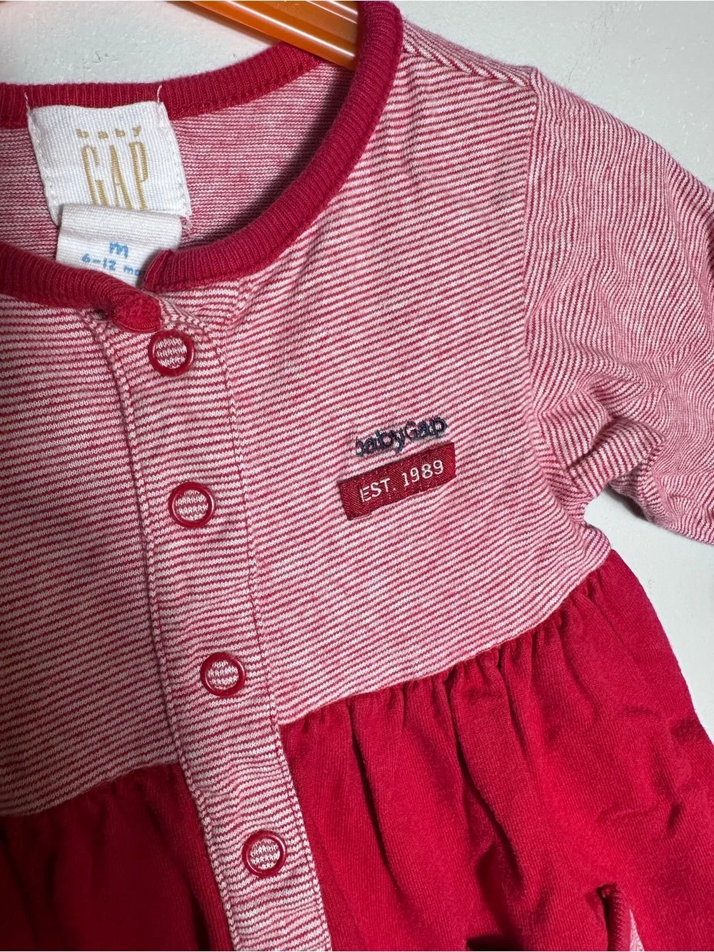 Vintage 90s GAP Striped Baby Dress with Button Front